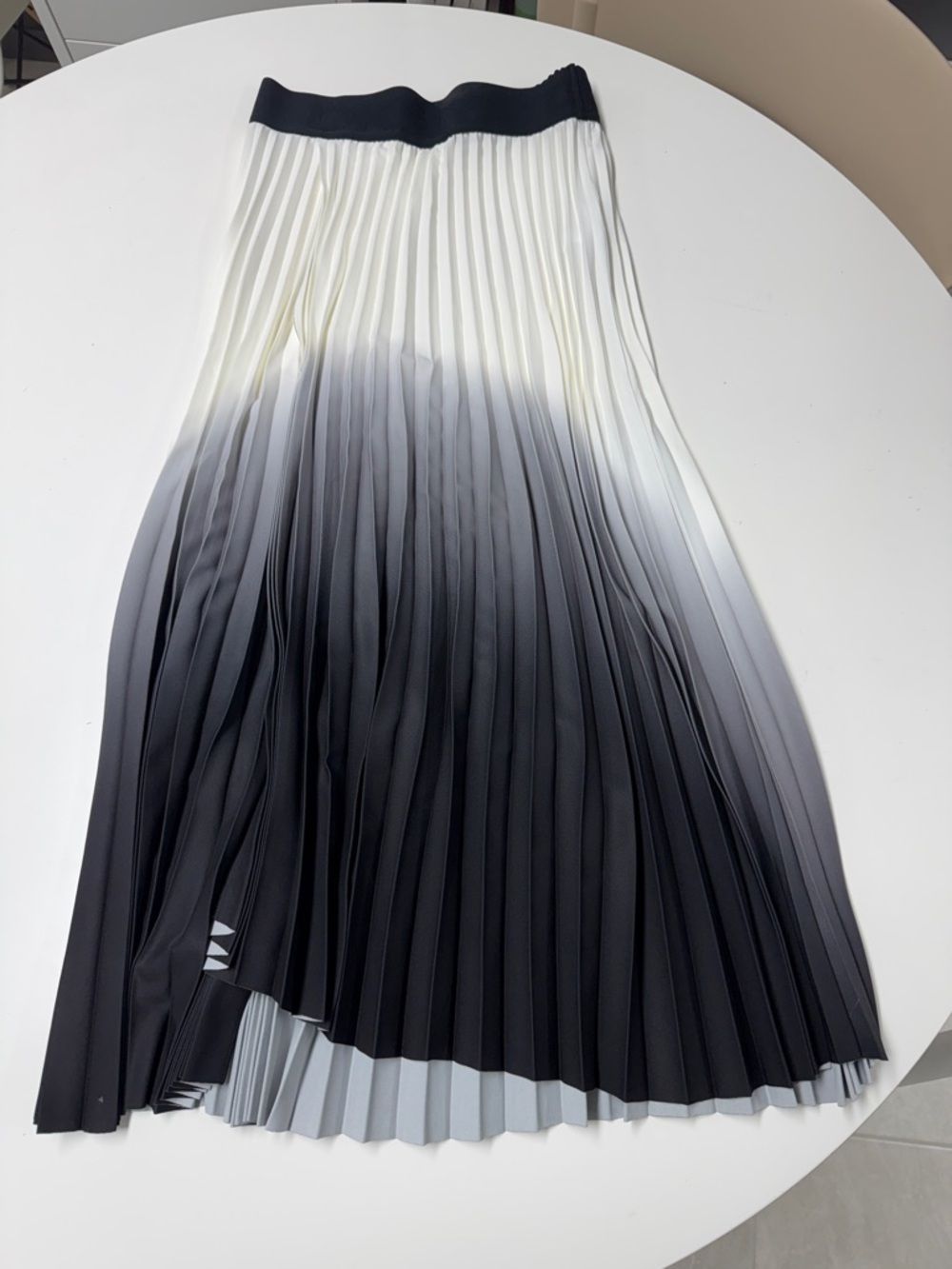 DKNY Pleated Ombre Black to White Midi Skirt